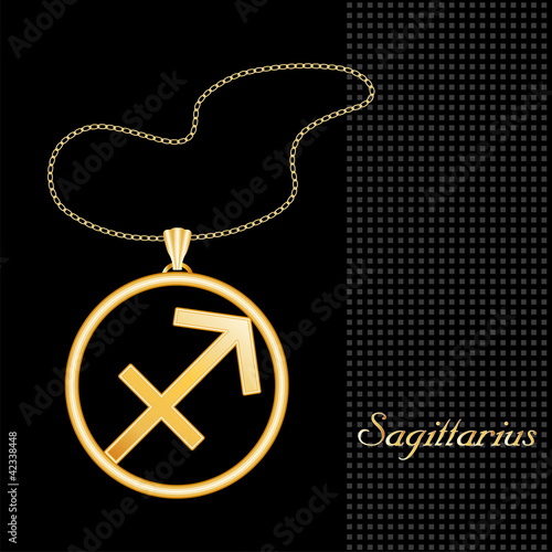 Sagittarius Necklace, Chain, gold silhouette astrology symbol