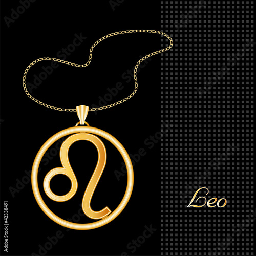 Leo Necklace and Chain, gold silhouette astrology symbol