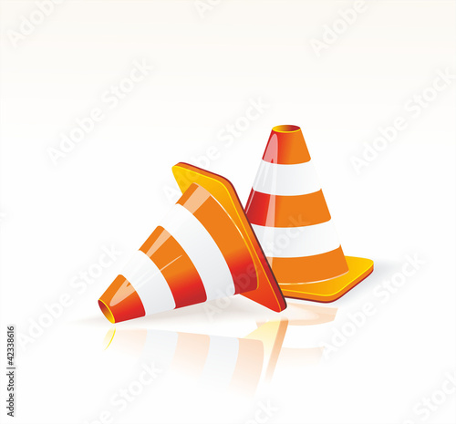 Under construction sign and traffic cone icons.