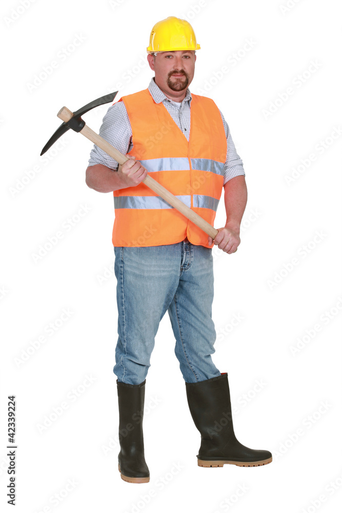 Man holding pick-Axe