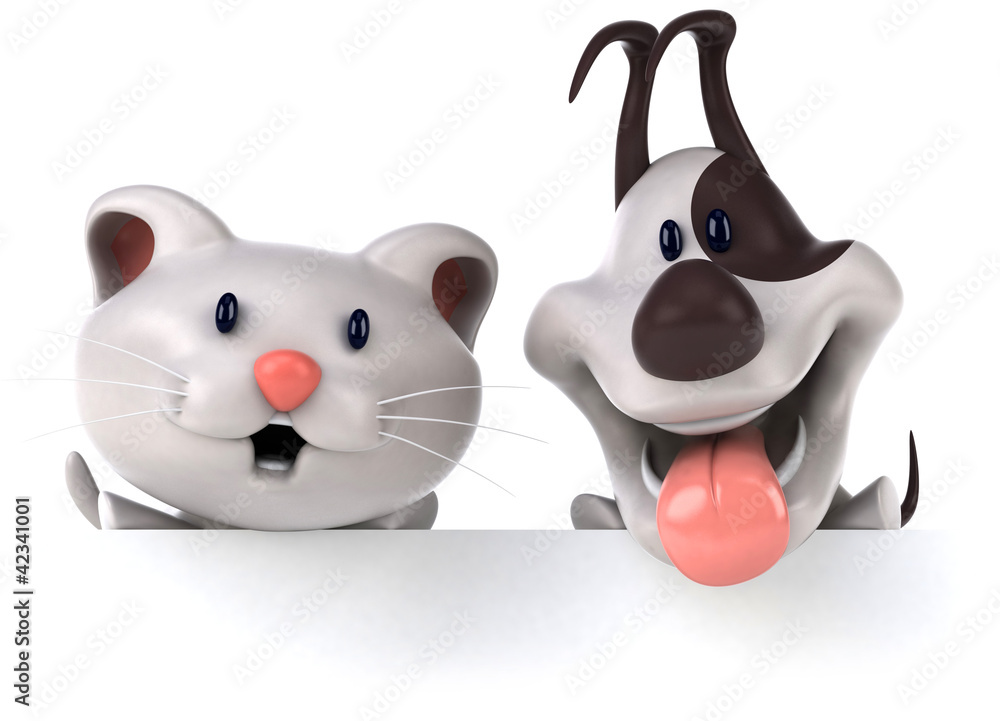Naklejka premium Cat and dog