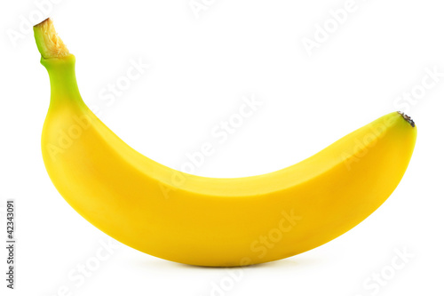 One banana on white background