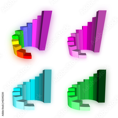 Four 3D Growth bar graph on white