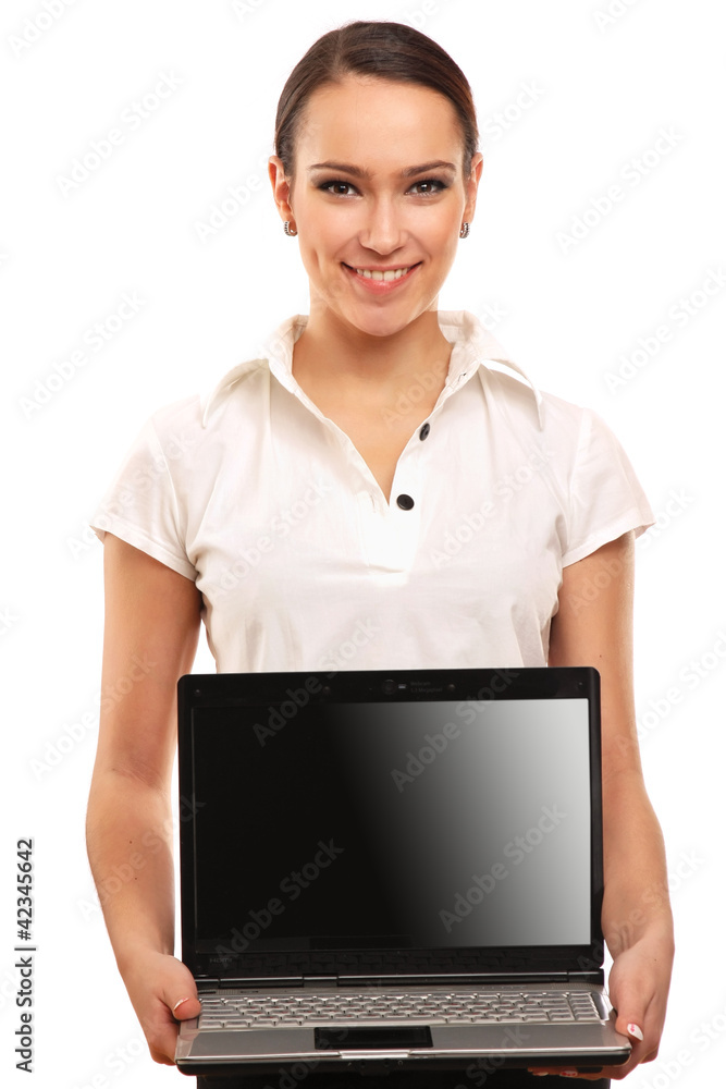 Portrait of beautiful business woman with laptop Portrait of beautiful business woman with laptop