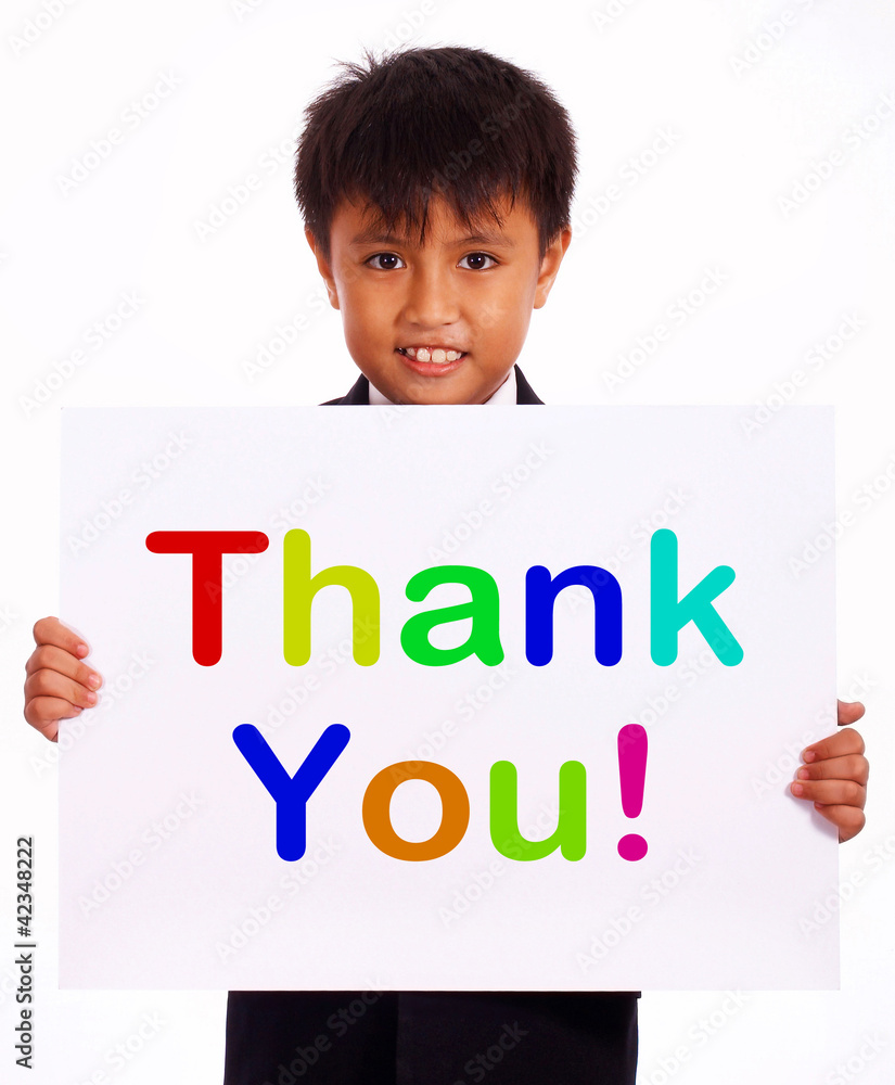 Thank You Sign As Thanks Message From Kid Thank You Sign As Thanks Message From Kid