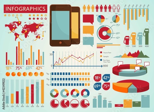 colorful retro info graphics