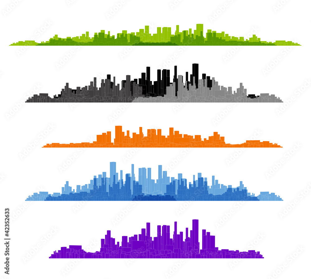 set of cityscape silhouette background