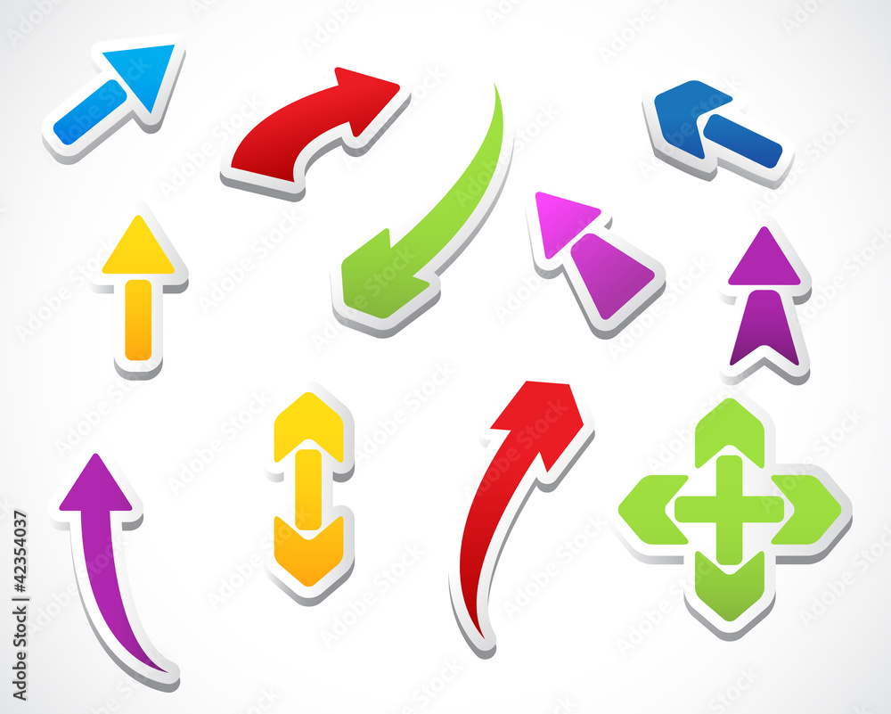 Color template arrows stickers collection Color template arrows stickers collection