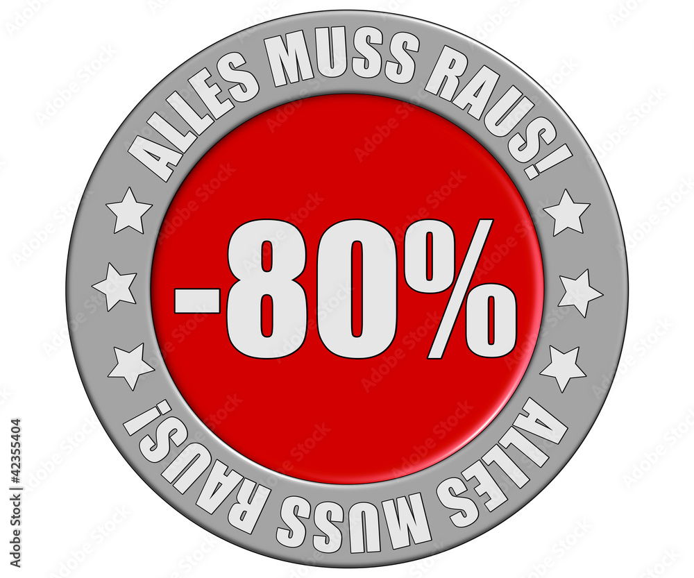 Schild graurot rund rt AMR -80 PROZENT