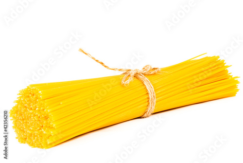 Bunch of spaghetti pasta isolated on white background