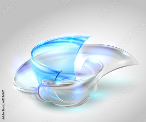 Abstract blue background with glass round shapes