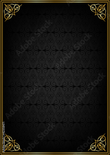 Altın çerçeveli siyah desen