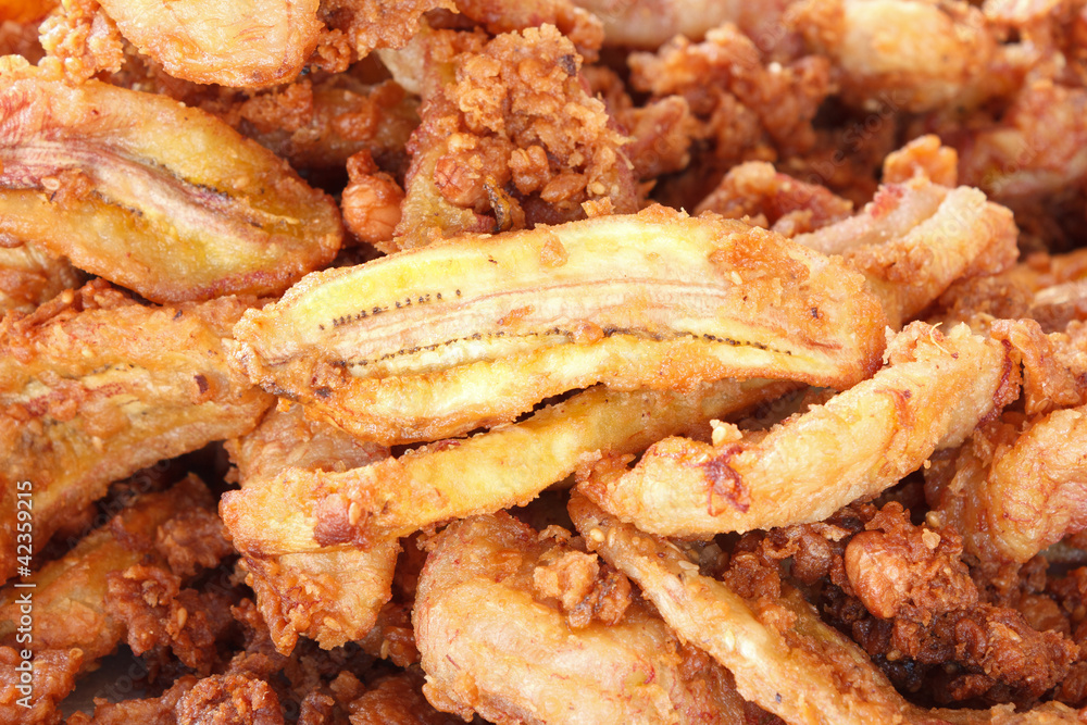 Sliced Banana fried with wheat powder and nut Sliced Banana fried with wheat powder and nut