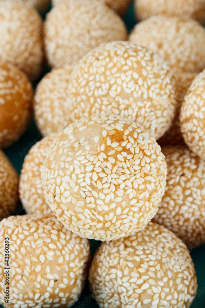 Thai snack : fried dumpling with Mix sesame seeds