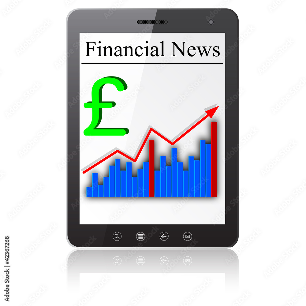 Financial News on Tablet PC. Isolated on white. Vector illustra Financial News on Tablet PC. Isolated on white. Vector illustra