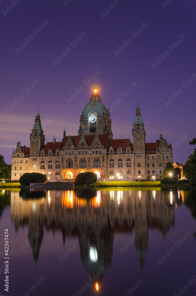 City Hall of Hannover, Germany by night