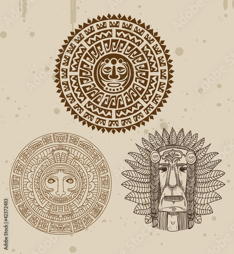 collection of indian tattoos with maya faces