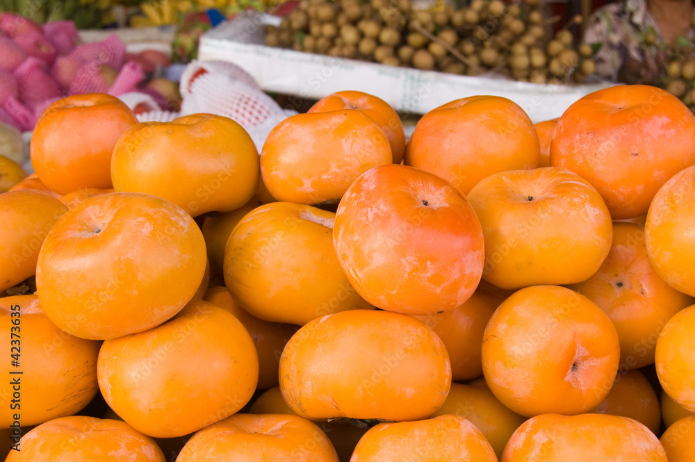 Persimmon fruit in a Cambodian Market