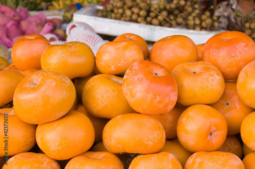 Persimmon fruit in a Cambodian Market