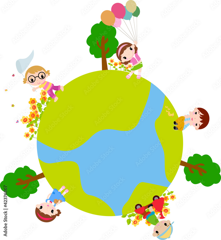 Fototapeta premium Kids and globe