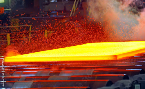 hot steel on conveyor photo