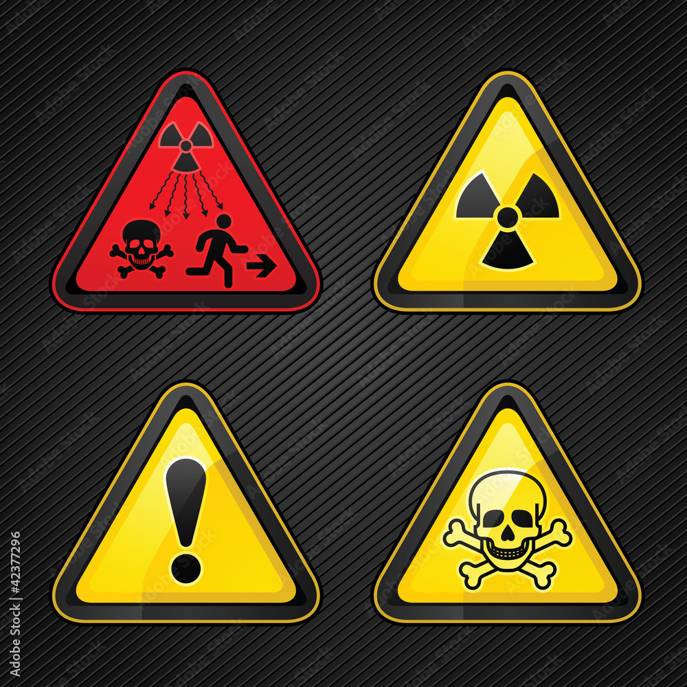 Hazard warning set attention symbols Hazard warning set attention symbols