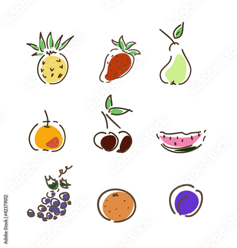 Set of summer fruits