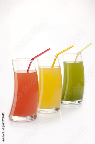 Three glasses of juice