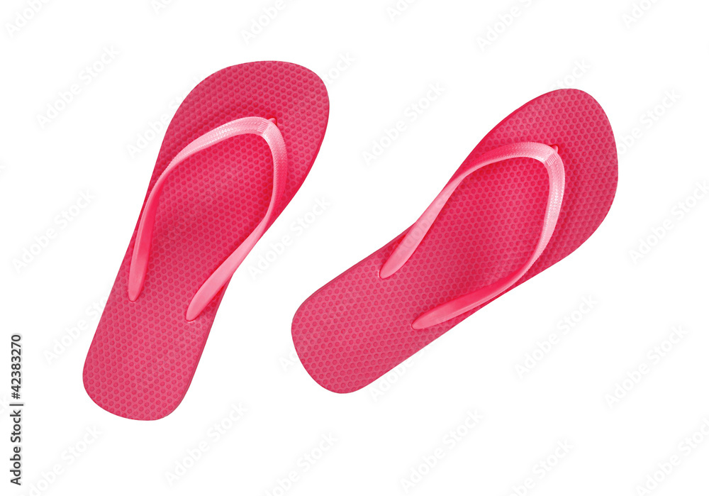 Red beach shoes isolated on white Red beach shoes isolated on white