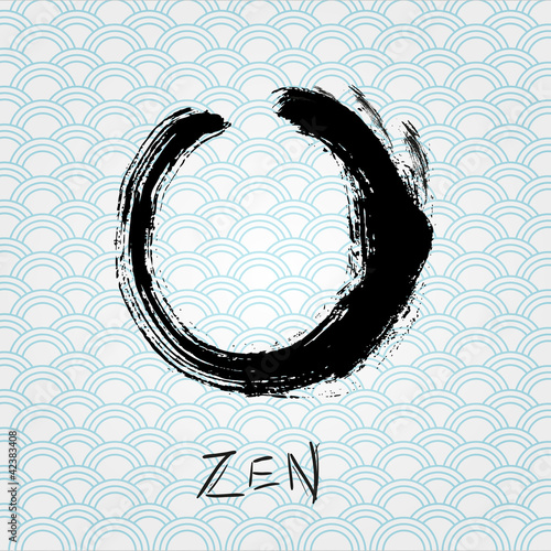 Zen calligraphy brushstroke circle. Oriental character.