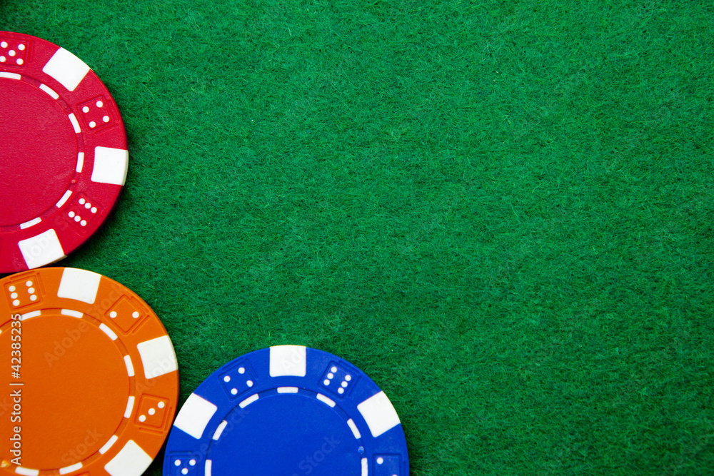 Naklejka premium Casino gambling chips with copy space
