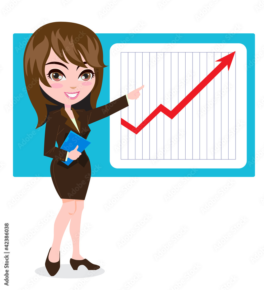 business woman presenting a increased chart business woman presenting a increased chart