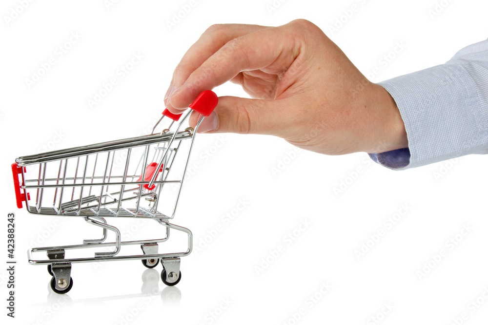 hand with shopping cart hand with shopping cart