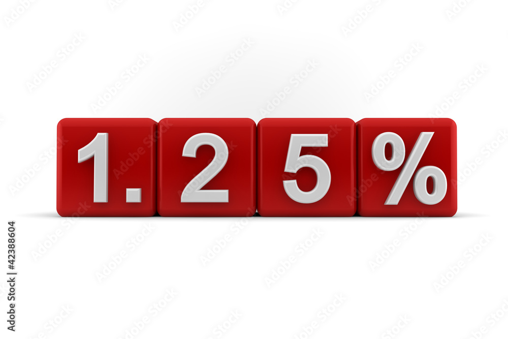 1.25 percent embossed on red cubes 1.25 percent embossed on red cubes