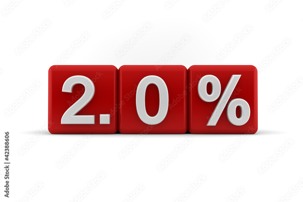 2.0 percent embossed on red cubes 2.0 percent embossed on red cubes