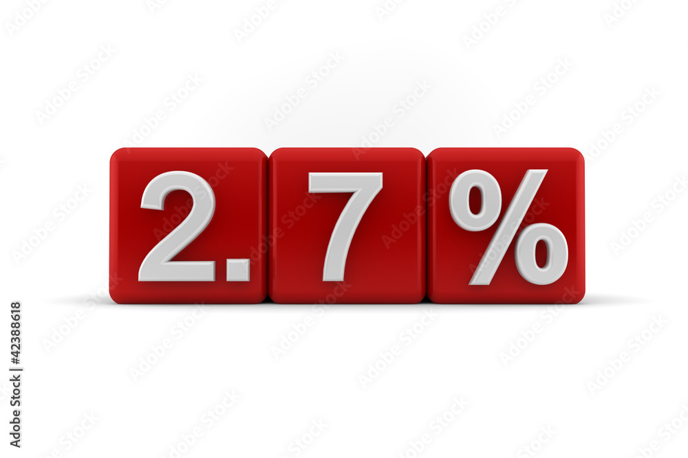 2.7 percent embossed on red cubes