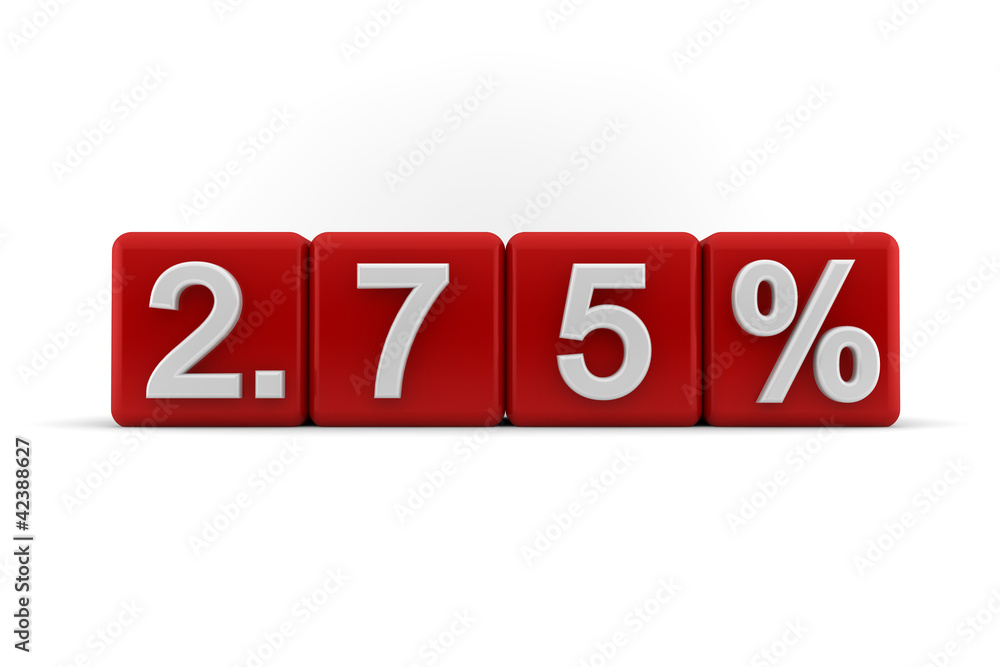 2.75 percent embossed on red cubes 2.75 percent embossed on red cubes
