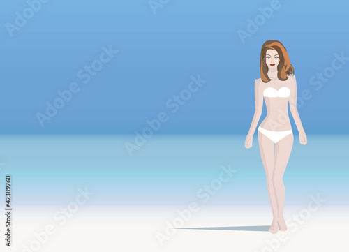 Beautiful woman standing on a beach