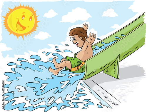 Boy on waterslide