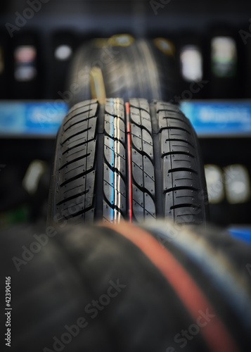 The tire tread in workshop.