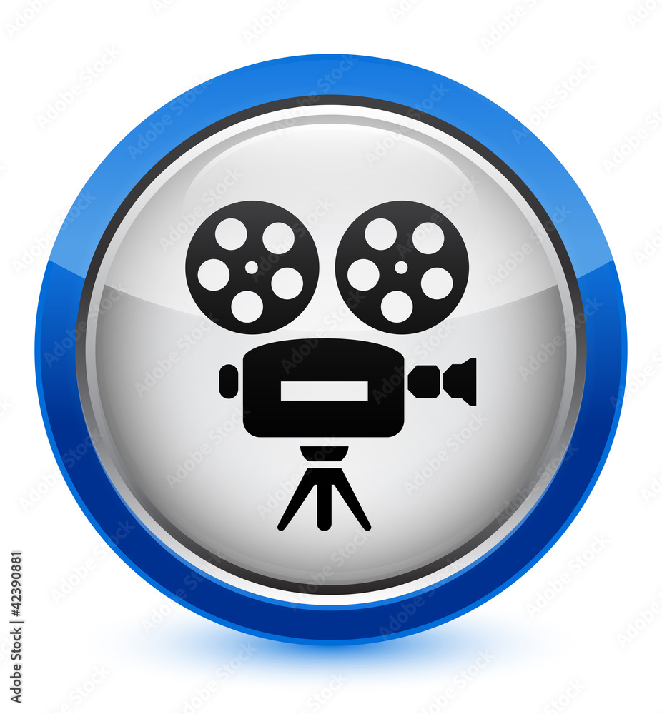 video camera icon on glossy button (blue border) video camera icon on glossy button (blue border)