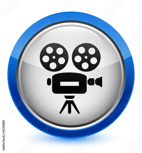 video camera icon on glossy button (blue border)