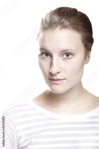 head shot of woman with clear face