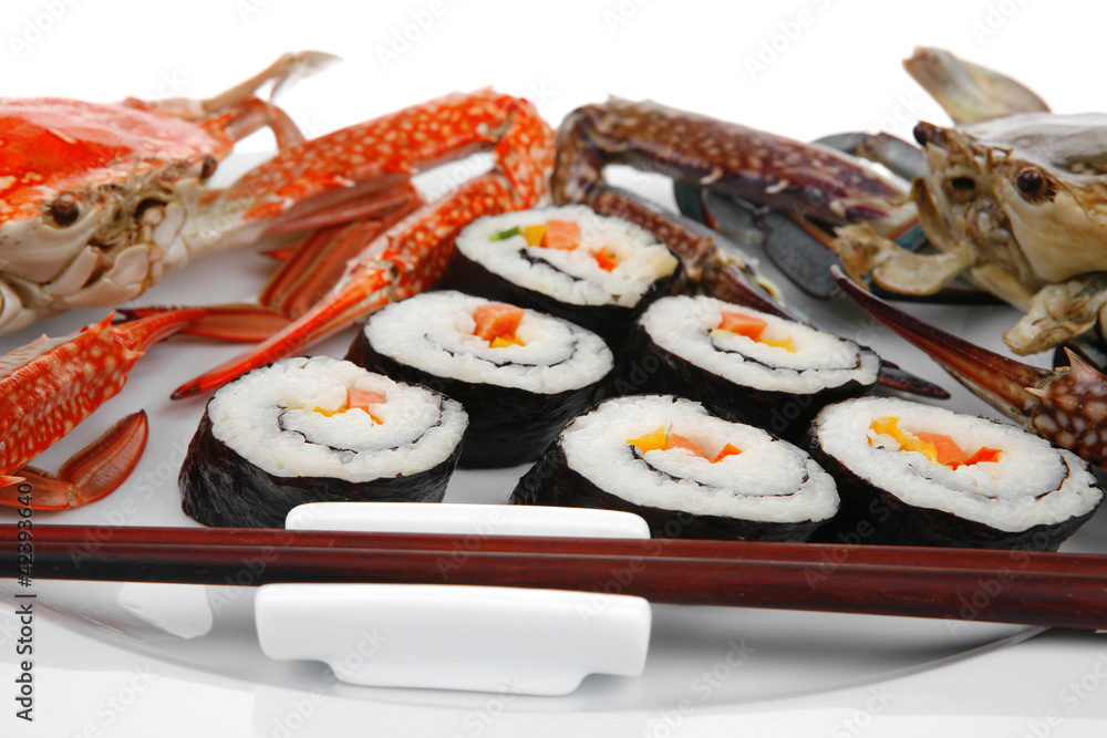 Japanese Traditional Cuisine - Roll with crabs Japanese Traditional Cuisine - Roll with crabs