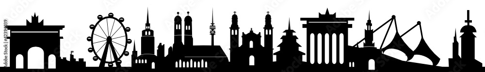 Skyline München mit Wahrzeichen