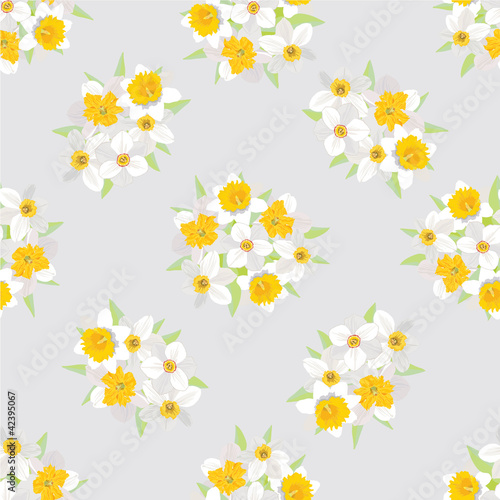Fototapeta Naklejka Na Ścianę i Meble -  seamless pattern with flowers daffodils
