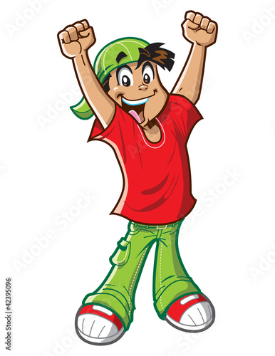 Happy Cheering Boy