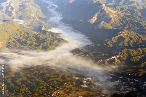 A birds eye aerial view of the mountain