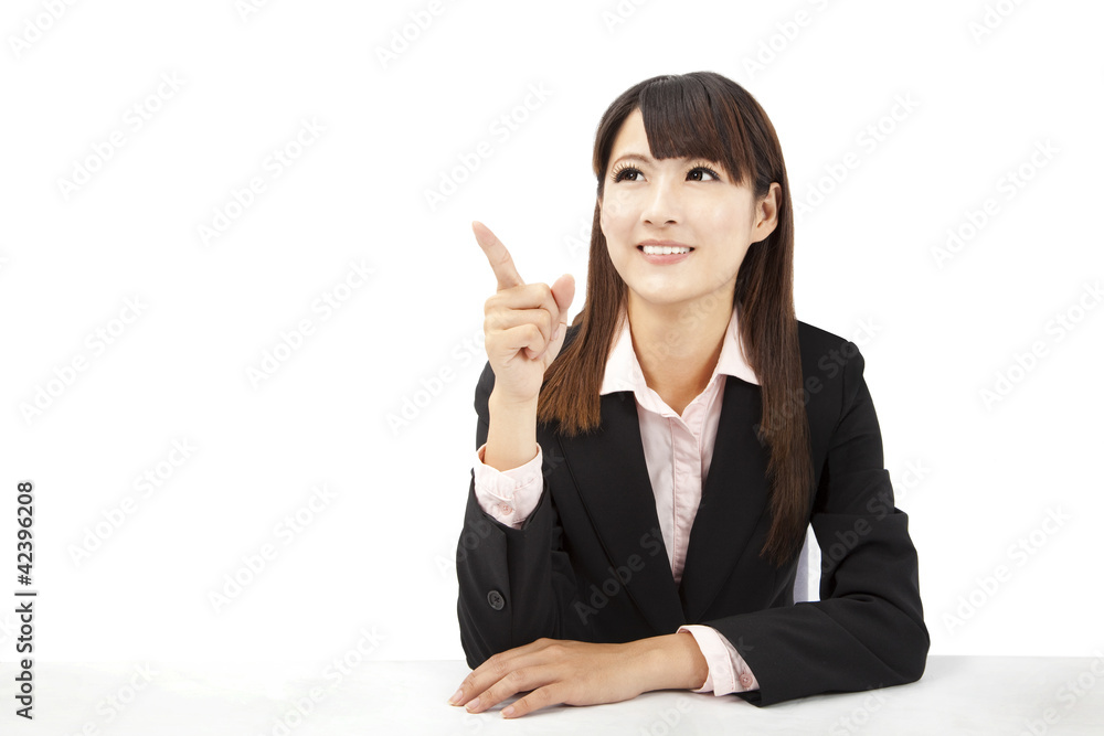 beautiful asian businesswoman pointing something beautiful asian businesswoman pointing something