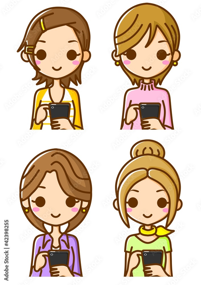 スマホ　女性　複数
